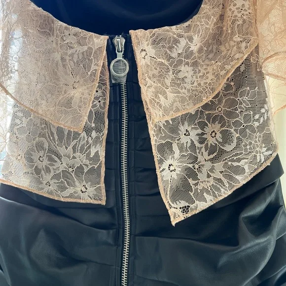NWOT For Love & Lemons Afton Faux Leather Lace Mini Dress - Picture 5 of 8